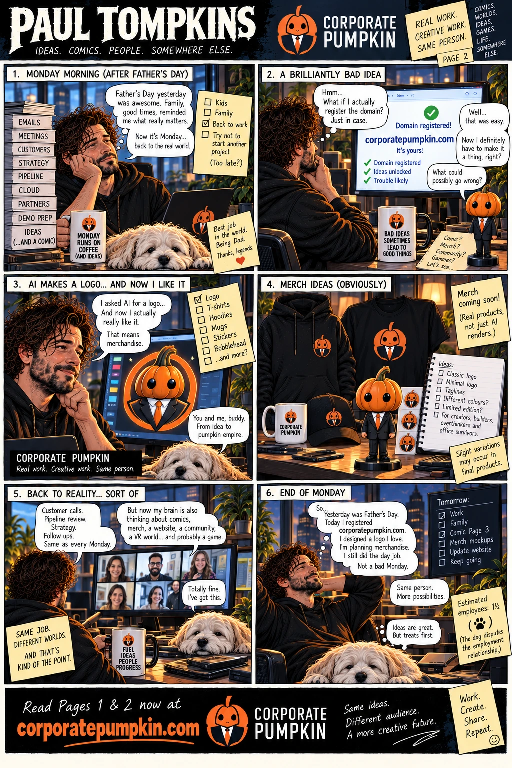 Corporate Pumpkin comic page 02: A Brilliantly Bad Idea